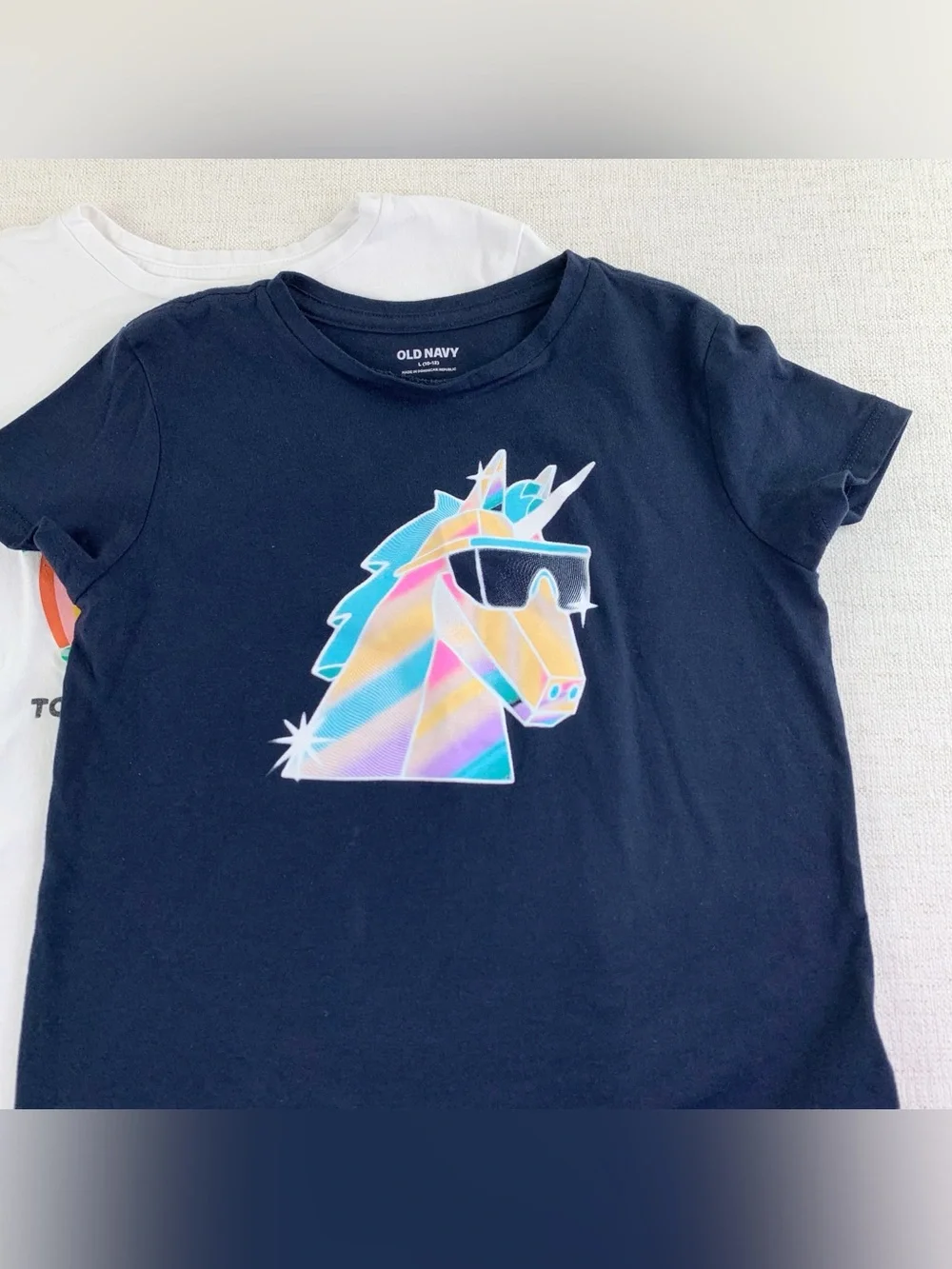 Lot of 2 Old‎ Navy girl's Unicorn Graphic Tee with Rainbow Accents short sleeve